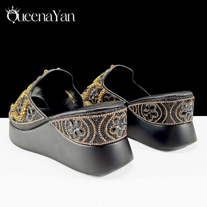High Quality 2025 Newst Hot Selling Open Toe Slingback Sandals with Bag Set in Green Color For Women Wedding Party