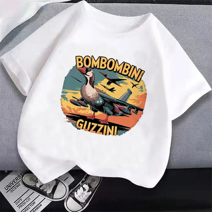 Italian Brainrot T-Shirt Kids Cartoon Anime Print Clothes Round Neck Basic Boys Tops Absorbent Casual Shirts Gift