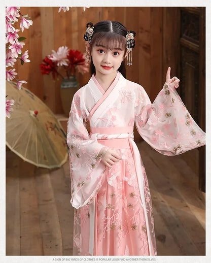 Summer Party Costume Girl Dresses Vintage Kids Clothes Vestido Casual Baby Chinese Hanfu Cosplay Children Princess Girls Dress