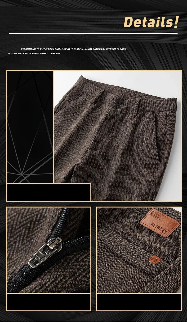 Men's Slim Fit Chenille Long Pants Advanced Business Casual Trousers Trend Autumn Comfortable Daily Wear Male Clothing