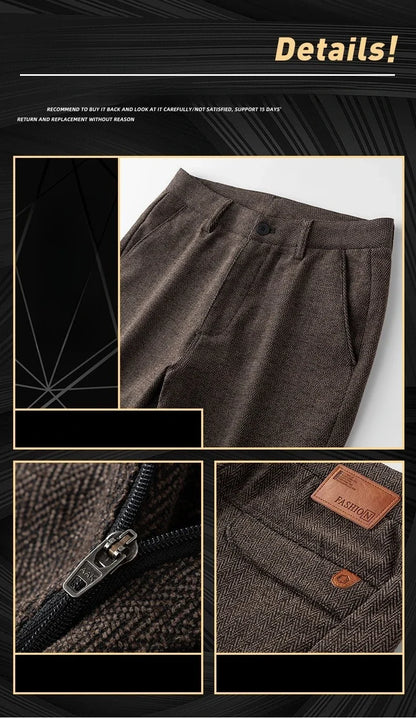 Men's Slim Fit Chenille Long Pants Advanced Business Casual Trousers Trend Autumn Comfortable Daily Wear Male Clothing