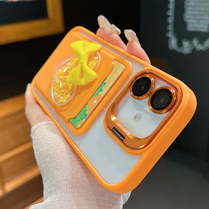 Luxury Metal Stand Exquisite Heart Card Bag Shock Proof Case for iPhone 17 16 15 14 13 12ProMax Plus Send camera protective film