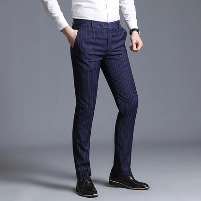 Autumn New Men's Suit Pants, Asian Sizes Office Trousers, Available in Blue, Red, Gray, and Black.