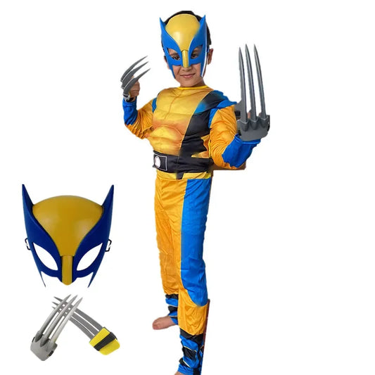 Muscle Costume Movie Superhero Mask Outfit Halloween Mask Performance Costume Children's Holiday Party Wolf Claws Props Gift