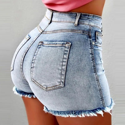 High Waisted Ripped Denim Shorts Women Tassel Fringe Casual Summer Hot Pants