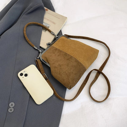 Women's Retro Frosted Splice Handbag Large Leisure Travel Trip Shopping Work Commuting Crossbody Shoulder Bag Elegant Clutch Bag