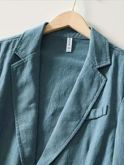 Men's Casual Suit Single-layer Jacket Solid Color Cotton And Linen Casual Fashion Men's Top