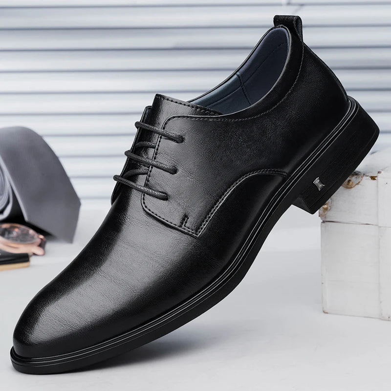 New Mens Formal Business Oxford Shoes Classic Leather Dress Shoes Wedding Office Casual Footwear Derby Shoes Male Sneakers