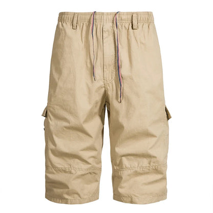 Mens Hiking Cargo Shorts Quick Dry Lightweight Tactical Work Shorts 6 Pockets Elastic Waist Cotton Running Shorts 3/4 Pants