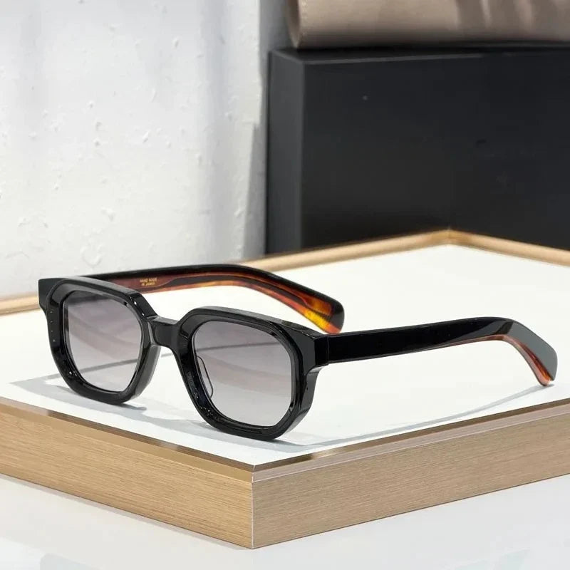 Handmade Thick Acetate Sunglasses Square Japanese Style High Quality Classical Vintage Eyeglasses for Men Women with Case