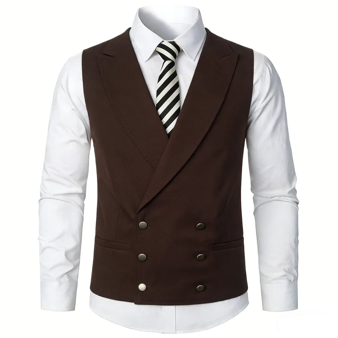 Men Vest Ivory Double Button With Lapel Solid Waistcoat For Wedding Banquet Party Business Office Casual Daily Men Suit Vest