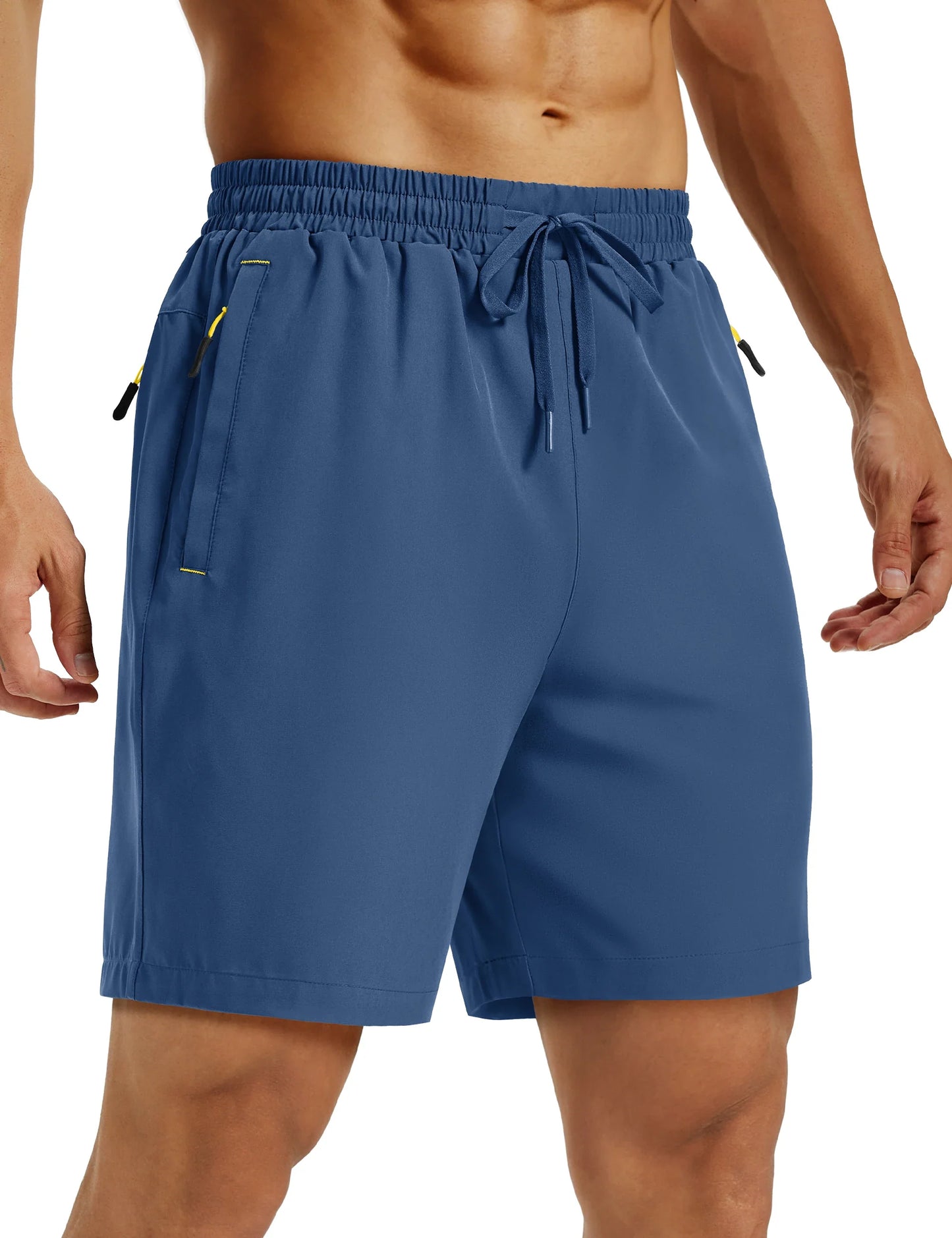 Mens Hiking Shorts Summer 7" Quick Dry Lightweight 3 Zipper Pockets Workout Gym Fitness Athletic Running Shorts Male