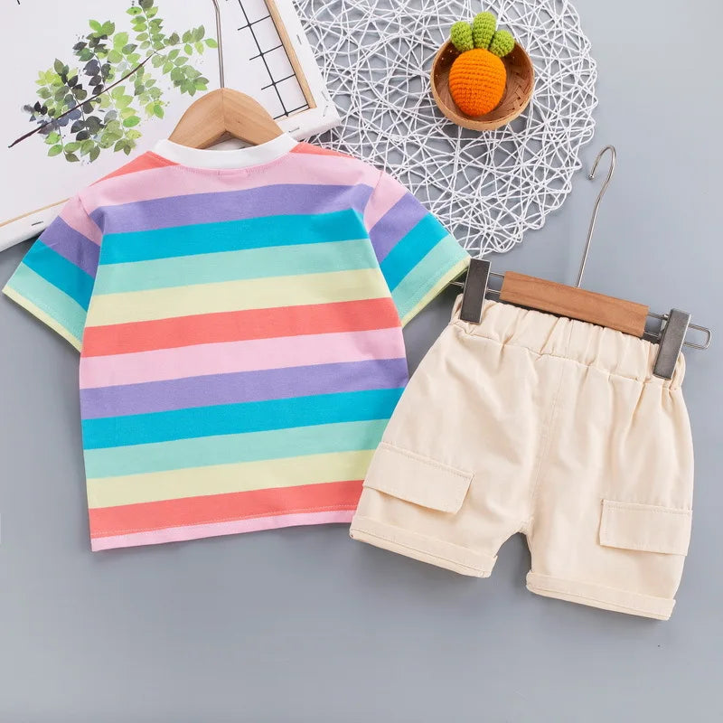 0-4 Year Old Boys and Girls Cute Cotton Summer Clothes Set Children's Short-Sleeved T-Shirt handsome