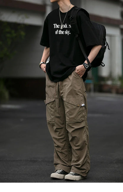Spring Summer Korean Outdoor Functional Waterproof Cargo Pants For Men Clothing Harajuku Joggers Casual Breathable Pants Male