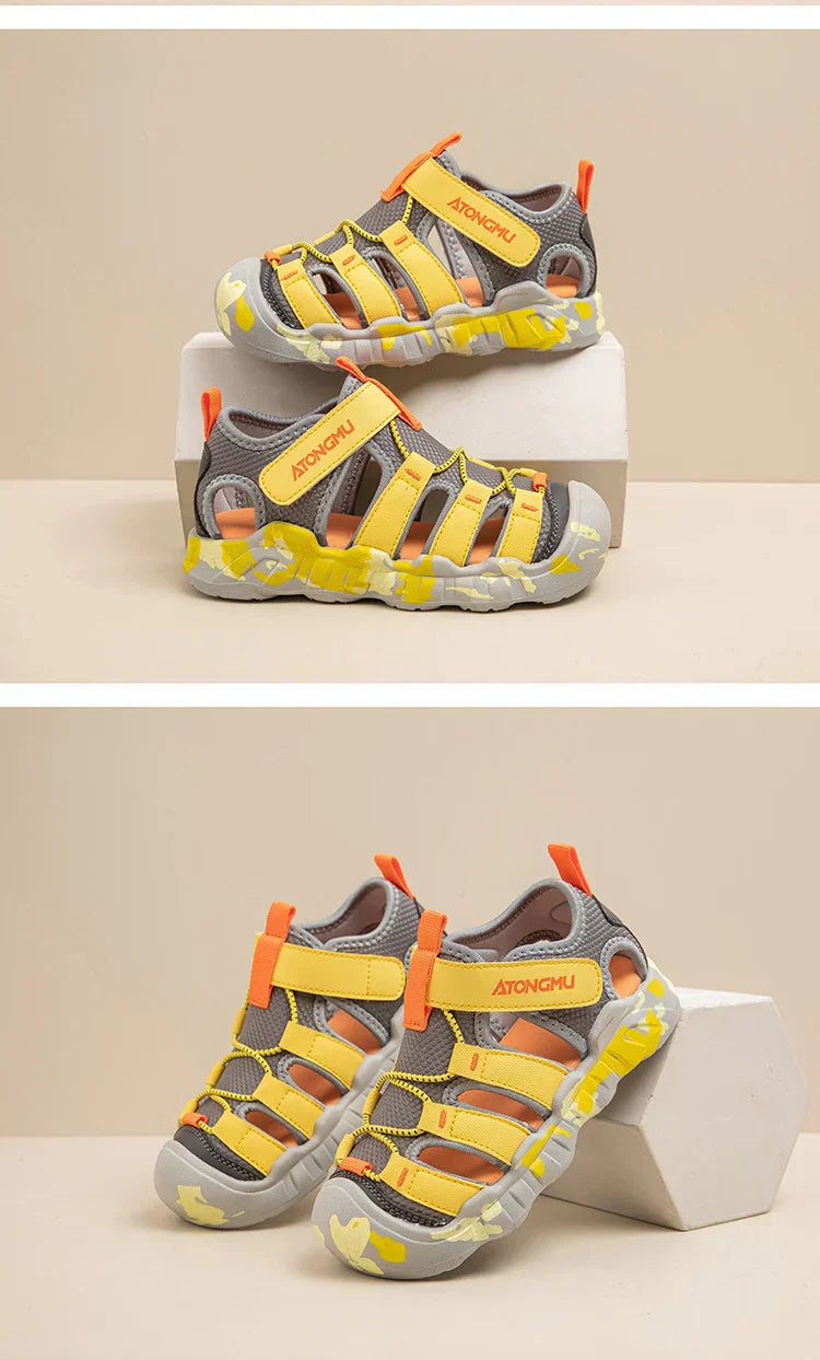Children Casual Sandals for Boys Girls Sports Sandals New Summer Soft Beach Shoes Toes Capped Outdoor Play Cut-outs Breathable