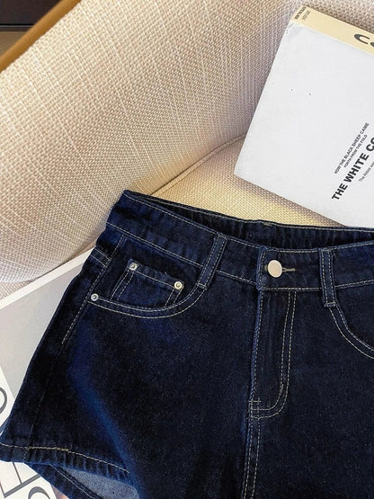 Dark Wash Denim Shorts Women's Petite Size Loose Wide Leg 2026 Summer New Casual Versatile Slim Fit Jean Shorts