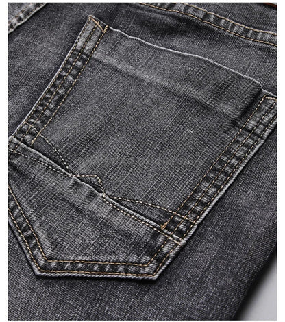 2026 Cotton Stretch Jeans Business Casual Men's Thin Denim Jeans Grey Spring Summer Brand New Fit Straight Lightweight