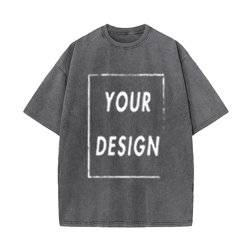 Men's and Women's Cotton Washed T-Shirt Custom Printed T-Shirt 230G Top DIY Your Favorite Pattern or Logo Fashionable Custom Top