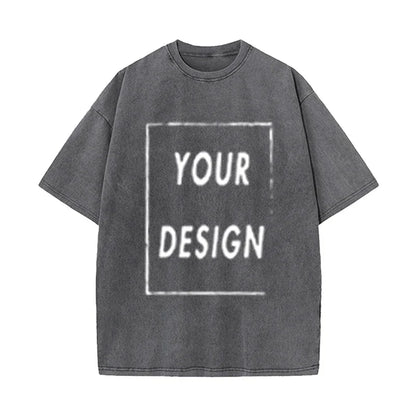 Men's and Women's Cotton Washed T-Shirt Custom Printed T-Shirt 230G Top DIY Your Favorite Pattern or Logo Fashionable Custom Top