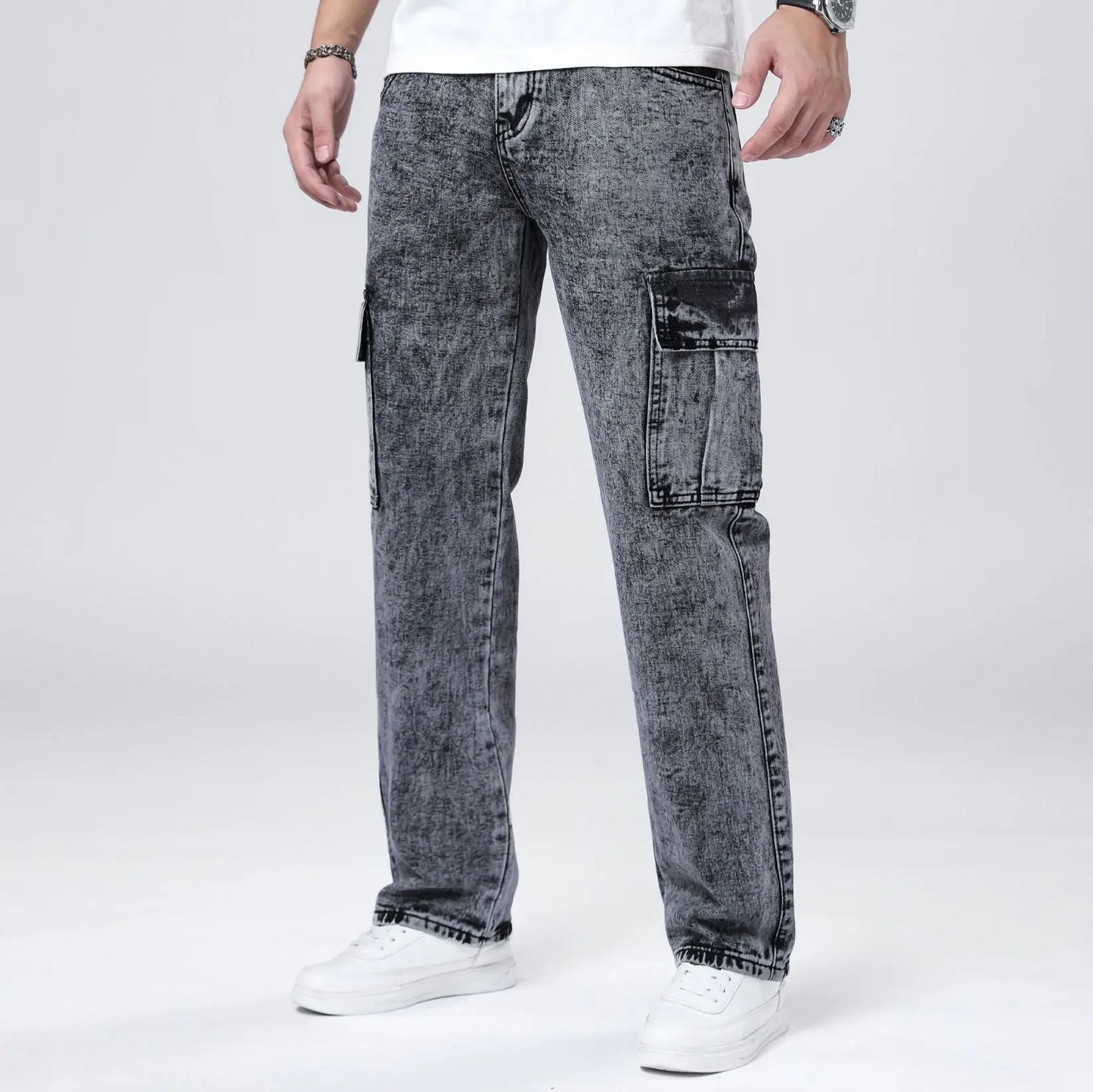 Men's Loose Straight Leg Jeans American Fashion Brand Casual Workwear Comfortable Fit Classic Style