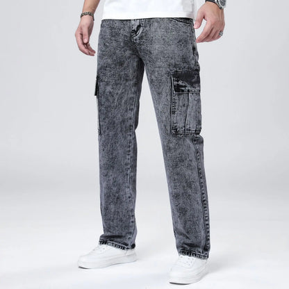 Men's Loose Straight Leg Jeans American Fashion Brand Casual Workwear Comfortable Fit Classic Style