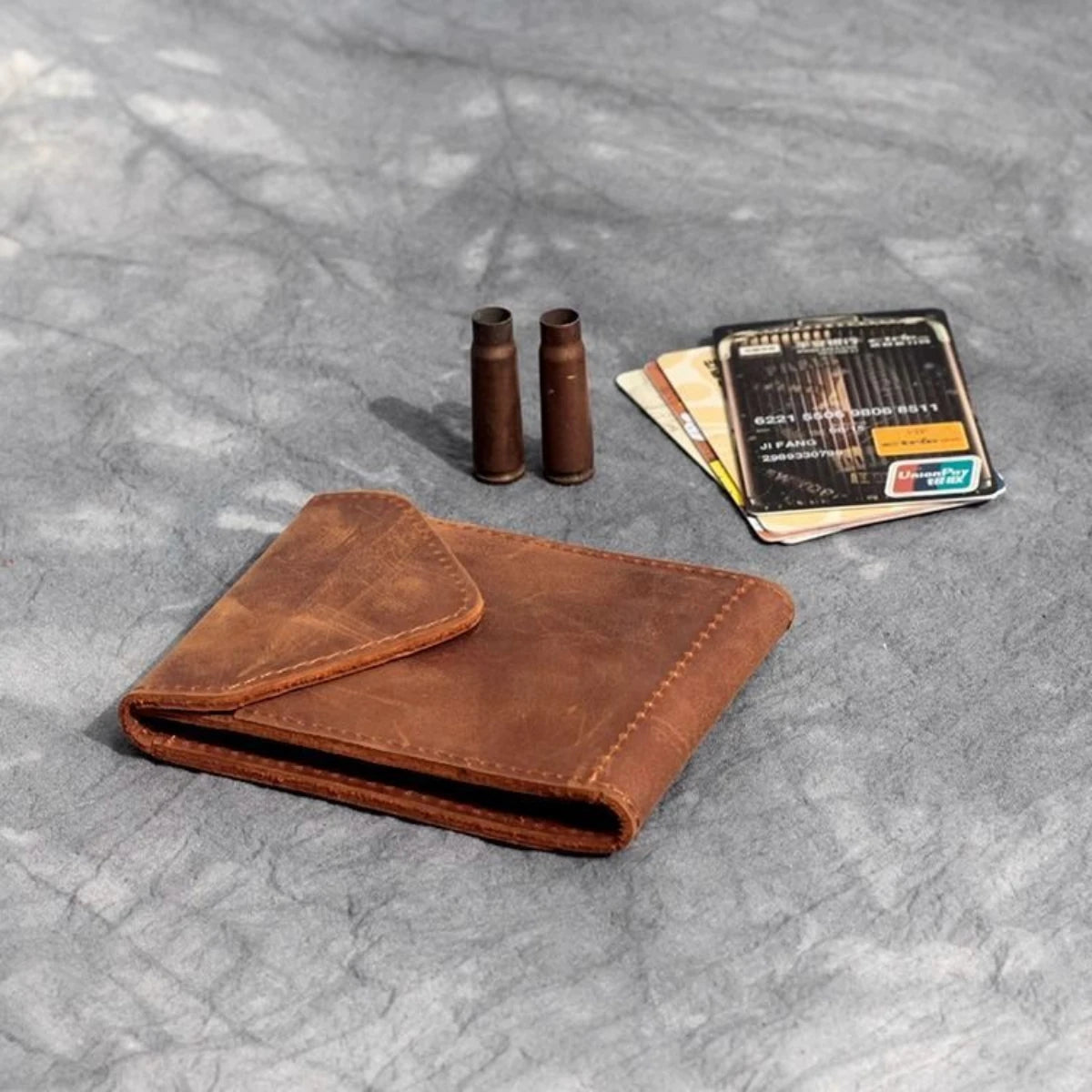 Men's Slim Minimalist Wallet Pocket Cash Card Holder with Flap Closure for Organizing Financials