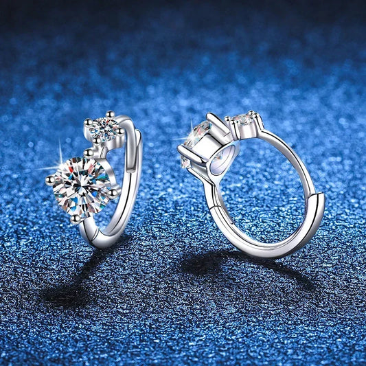 Full Moissanite Hoop Earrings 925 Sterling Silver with 18K Gold Plated Wedding Luxury Jewelry Gift Passed Diamond Tester