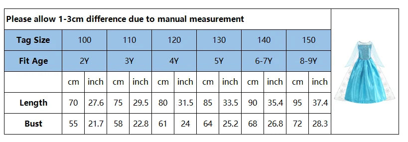 2026 Vestidos Snow Queen Princess Dress Girls Costume Halloween Kids Role-play Carnival Children Birthday Party Dress
