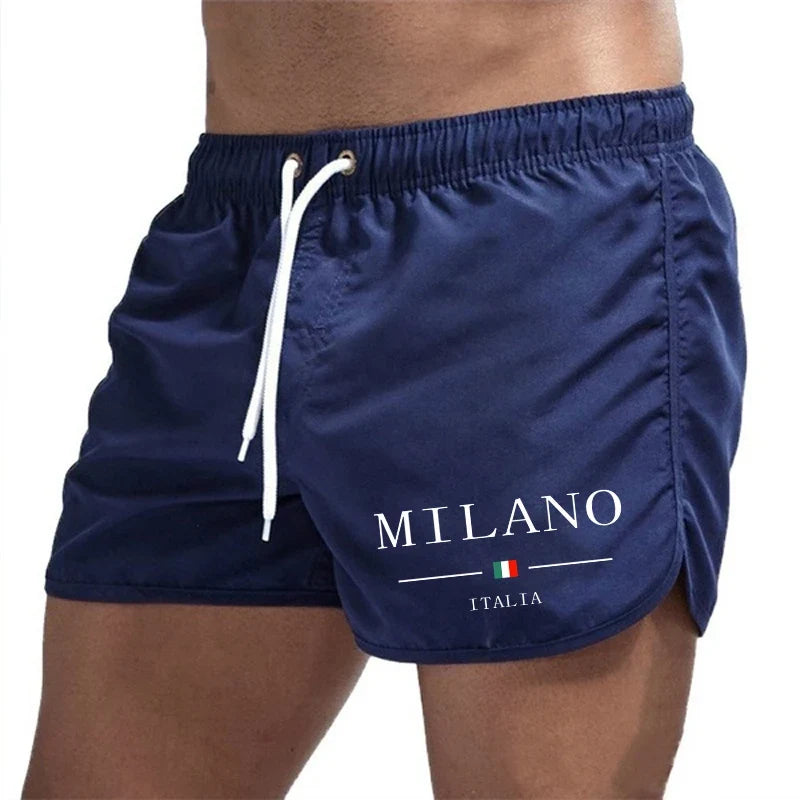 2026 Summer Men's Beach Shorts Urban Print Beach Trunks Jogging Casual Pants Quick Drying Swimming Homme Surf Lightweight Shorts