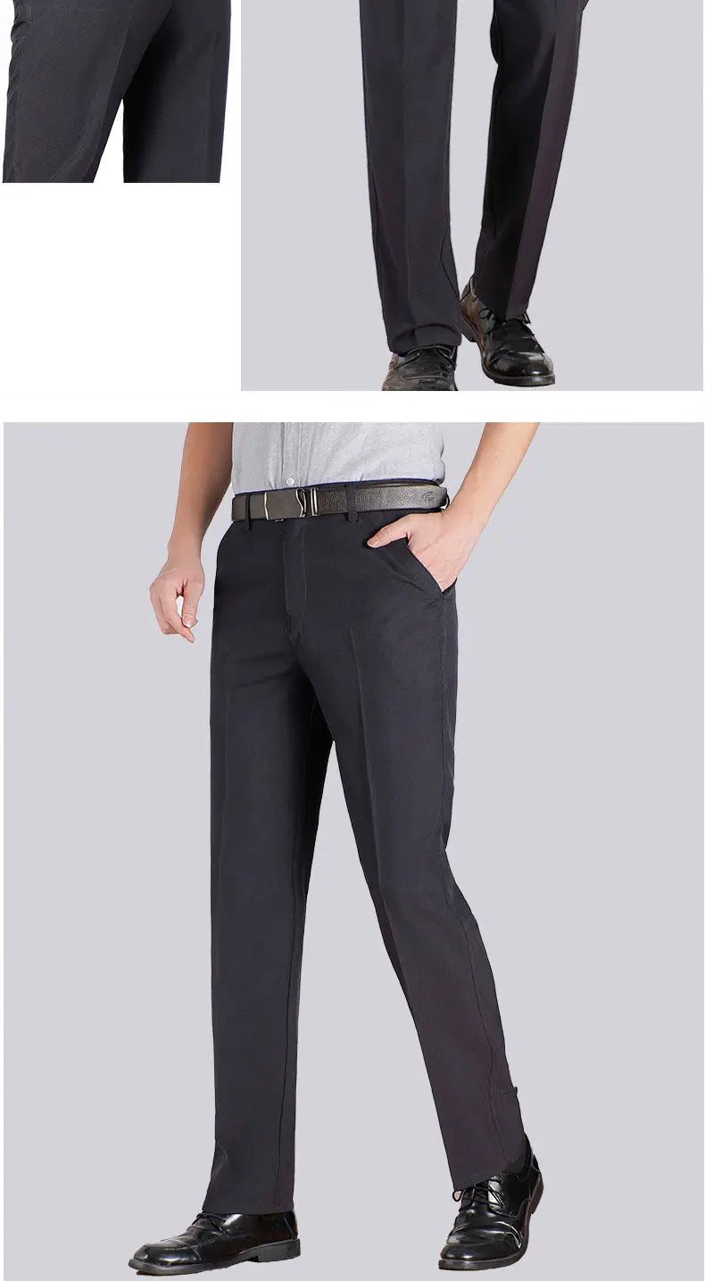 Mens Autumn Thick Summer Thin Business Pants Loose Male Pant High Waist Straight Trousers Casual Fashion Pant Plus Size 28-40