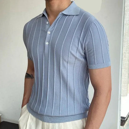 Men's Short-Sleeved Polo Shirt with Lapel Collar, Business Casual Style, Pure Color Sweater, New Fashionable Design, Plus Size