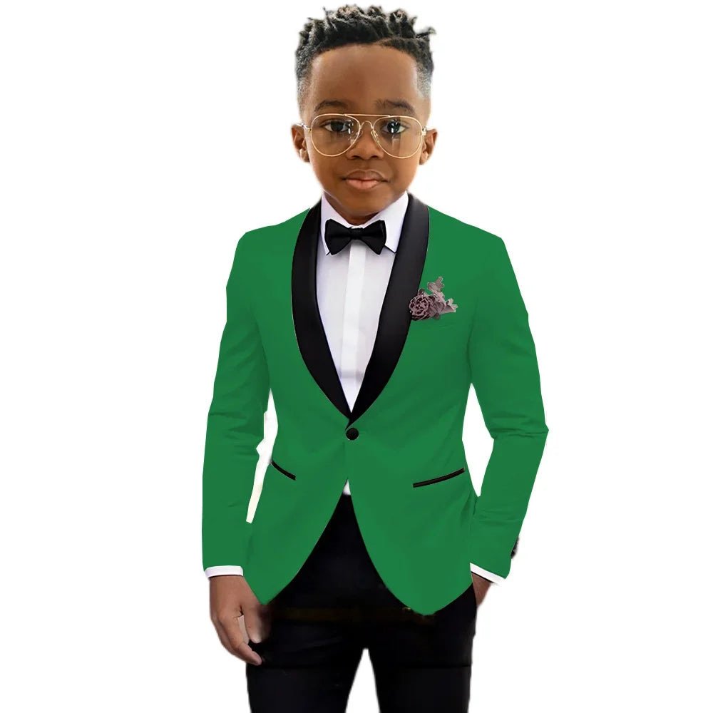 2026 New Classic Shawl Lapel Boys Slim Fit Suits 2 Pieces Wedding Guest Outfit Formal One Button Children's Tuxedo Party Wear