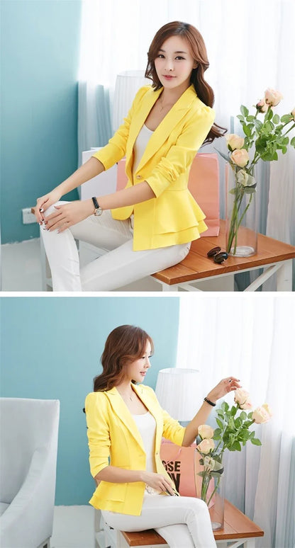 Women's Blazer 2025 New Long Sleeve Blazers Pockets Jackets Coat Slim Office Lady Jacket Female Tops Suit Blazer Femme Jackets