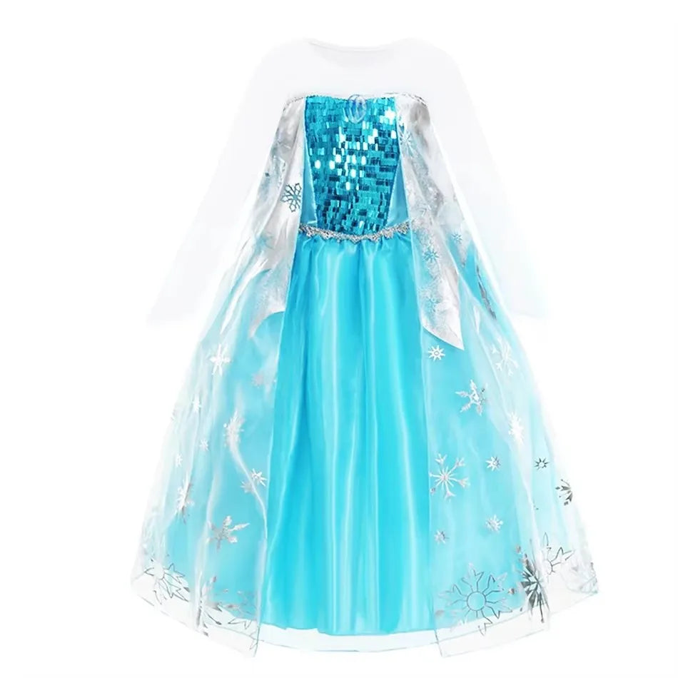 Elsa Dress for Girls Elsa Costume Snow Queen Anna Dress Cosplay Birthday Party Children Kids Carnival Girl Halloween Costume