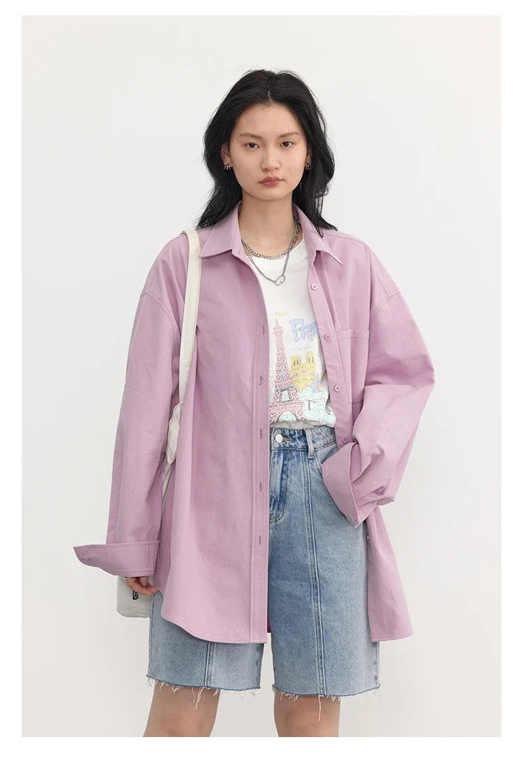 Korean Women's Long-sleeved Shirt Loose Woman Tops Fashion Woman Blouse Office Lady Coat 2025 Spring Autumn Clothing
