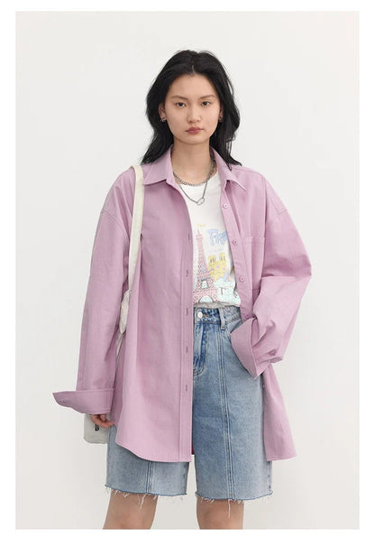 Korean Women's Long-sleeved Shirt Loose Woman Tops Fashion Woman Blouse Office Lady Coat 2025 Spring Autumn Clothing