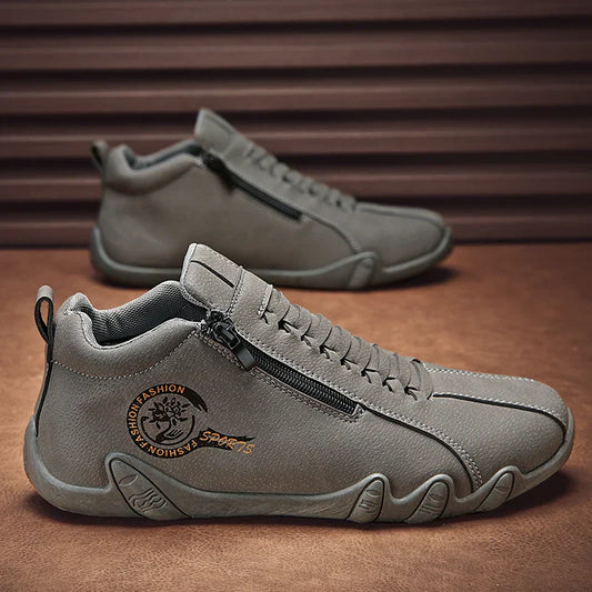 Men's Casual Shoes Side Zipper Short Boots Versatile Flats Bottom Trbottomyy Fashion Pu Leather Men's Shoes Spring Suitable for Outdoor Sports