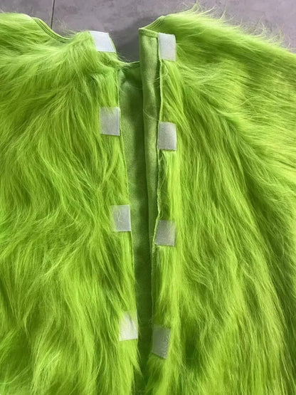 Christmas Green Fur Monster Santa Claus Monster Cosplay Costume Disguise Unisex Xmas Party Halloween Carnival Party Roleplay