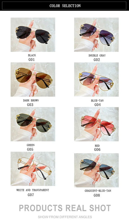 Luxury Sunglasses Women 2025 Fashion Glasses Vacation Oval Sunglass Luxe Femme Lunette Soleil Femme Lentes De Sol Mujer Vintage