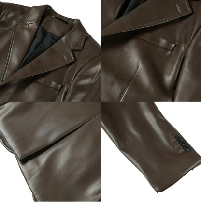 Men's Leather Jacket 2024 Autumn Highend Fashion Solid Slim Fit Business Blazers Coats Korean Casual PU Leather Suit Tuxedo
