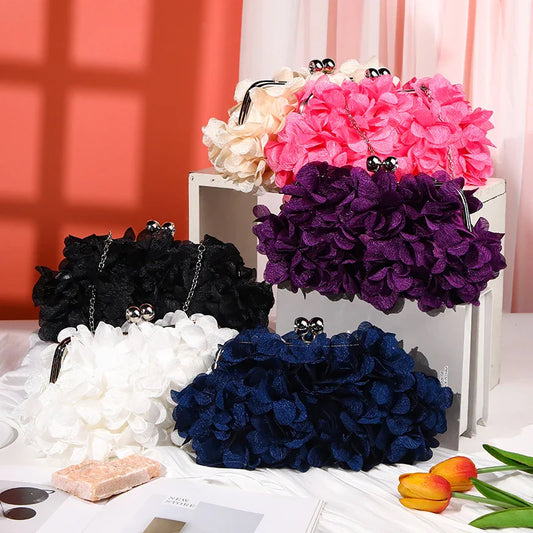 Flower Dinner Purse Designer Floral Chain Crossbody Bride Handbag Clutches Woman Petal Evening Party Clutch Wedding Dress Bag