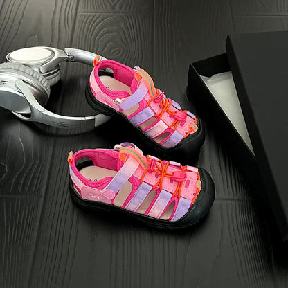 Summer Children Sandals Boys Girls Breathable Hollow Beach Shoes Baby Cute Print Sport Sandals