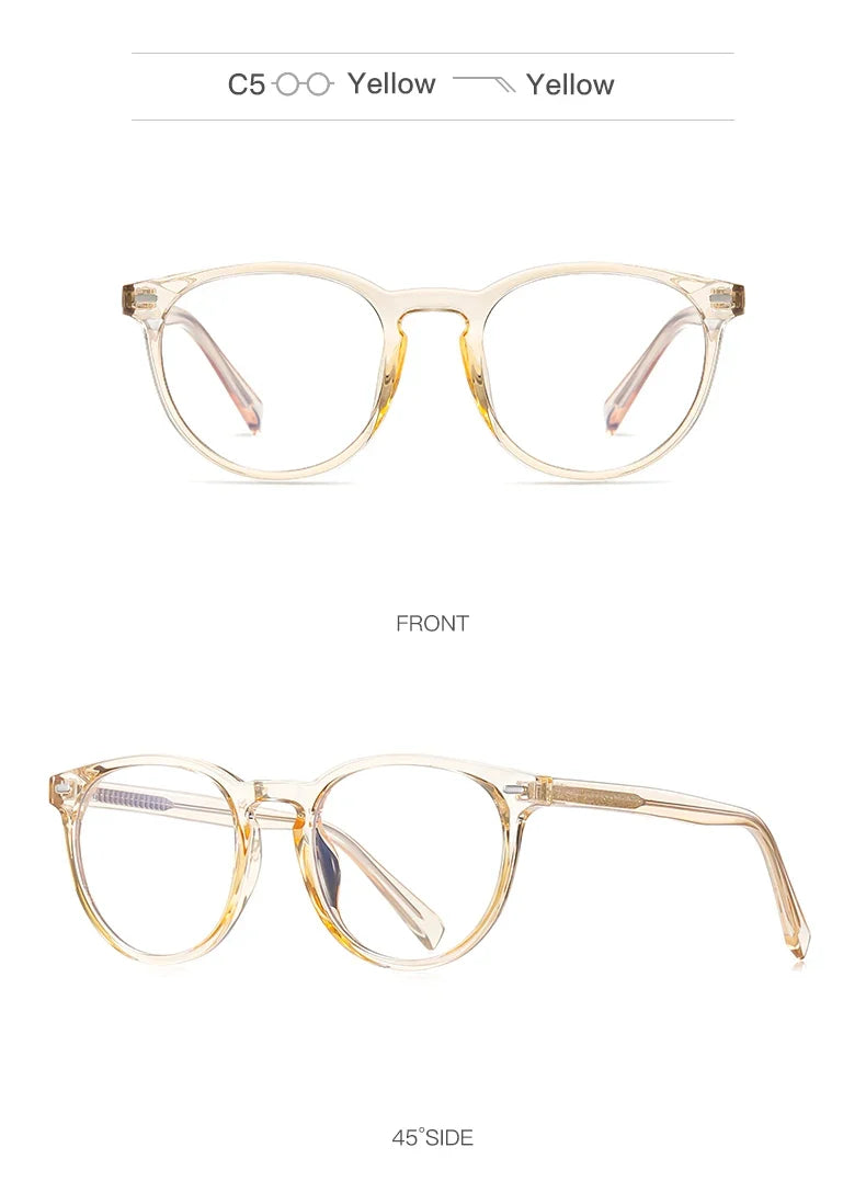 Unisex Retro Round Myopia Prescription Reading Glasses Women Anti Blue Light Blocking Optical Eyeglasses Frame Men PFD2117