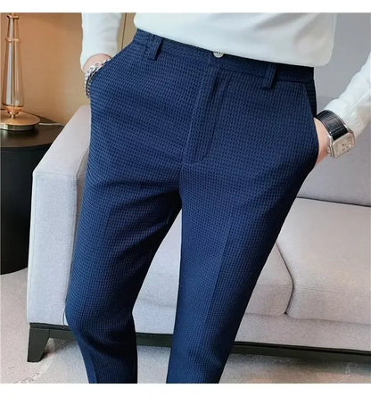 Spring Summer Men's Smart Casual Suit Pants Fashion Slim Fit Solid Color Youthful Vitality Suit Trousers Men Korean Dress Pants