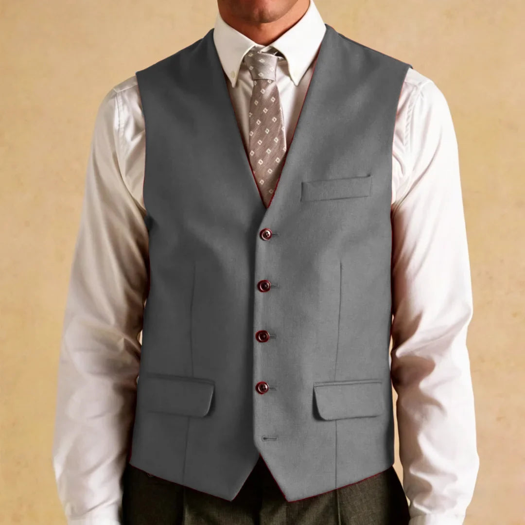 Men Vest White Solid Single Button V Neck Waistcoat For Wedding Banquet Business Party Casual Office Work Daily Men Suit Vest