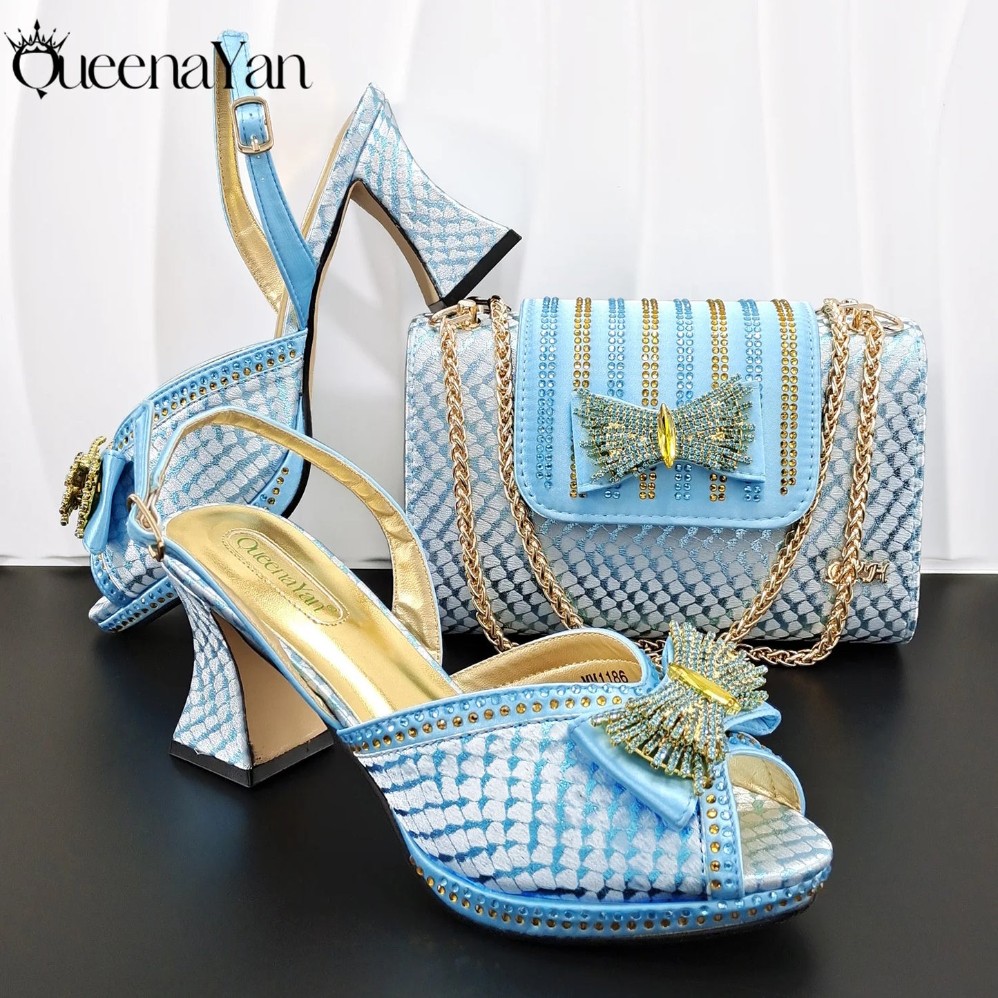 2026 New Italian Pumps and Bag To Party  INS Style Open-Toe Rhinestone Elegant High Heels for Women Party