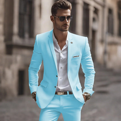 Summer White Men Suits Two Piece Fashion Notch Lapel Single Breasted Suit Slim Fit Elegant Smart Casual Groom Wedding Tuxedo