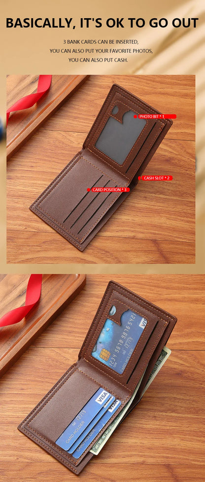 Homme court bifold en faux cuir masculina billetera porte-cartes d'identité porte-monnaie pochette couleur unie hombre business mince