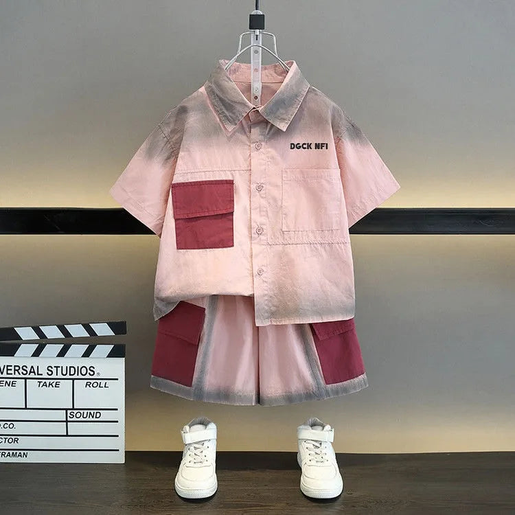 Shirt Suit Boy Children's Clothing Junior Boys' Summer Clothes for Cotton Costumes Sets Kids Sweatshirt Top Bottom Set Outfit