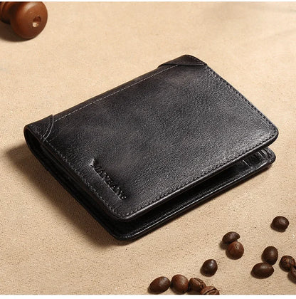 Luxury Men's Wallet RFID Short Trifold For Men with ID Window and Credit Card Holder